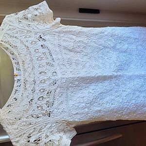 Lilly Pulitzer Mary Kate White Battenburg Lace Sheath Dress Women's Size S